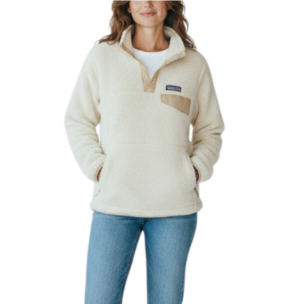 PATAGONIA Polartec Fleece Snap-T Pullover Women XS Cream Gorpcore Outdoor Casual